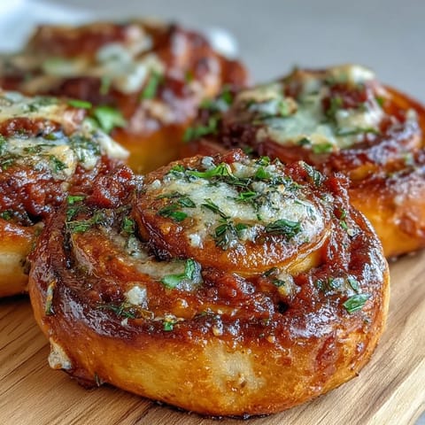 Freshly baked Irresistible High Protein Pepperoni Pizza Rolls with golden crust and bubbling mozzarella on a tray.