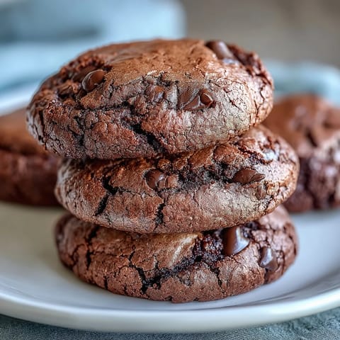 Gooey brownie cookies from box mix loaded with melty chocolate chips, perfect for quick dessert cravings.