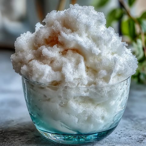 Fluffy TikTok cloud slushie with ice, soda, and condensed milk in a tall glass, ready to sip.