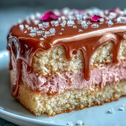 Bridal Shower Rosé Velvet Cake: elegant pink perfection with shimmering gold drip.