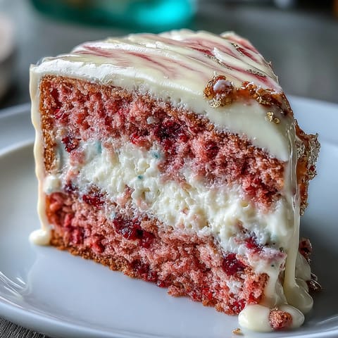 Rosé Velvet Cake, beautifully frosted and adorned with a glistening gold drip.