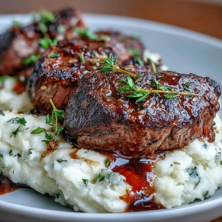 Hearty Venison Steaks with Caraway Crushed Swede plated next to rustic root vegetables and a glass of bold red wine. 