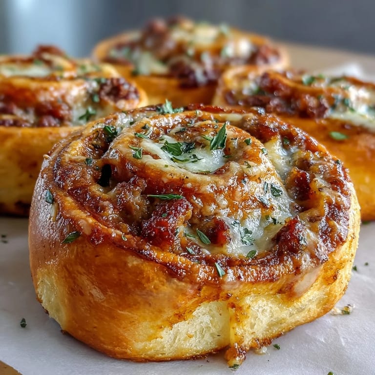 Plated Irresistible High Protein Pepperoni Pizza Rolls with a side of marinara and fresh basil for dipping.