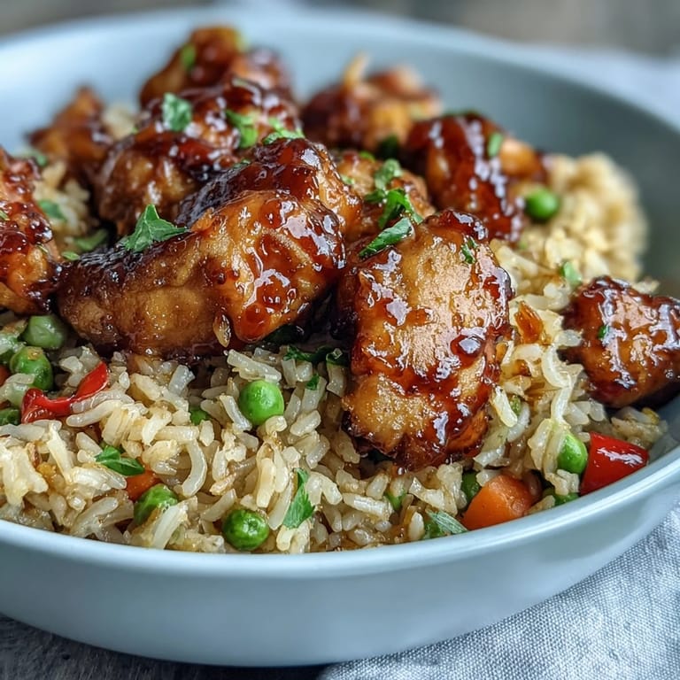 A family-style serving of One-Pan Bold Honey BBQ Chicken Rice is garnished with fresh parsley, ready to be scooped onto plates for a hearty dinner.