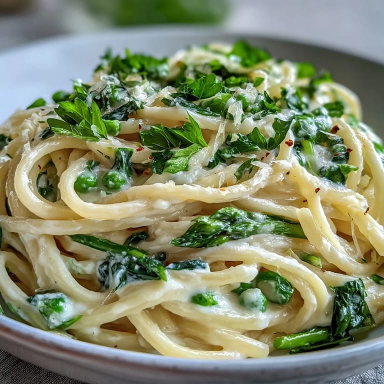 Creamy lemon butter sauce coats linguine, fresh peas, and Parmesan in a vibrant spring pasta dish.  