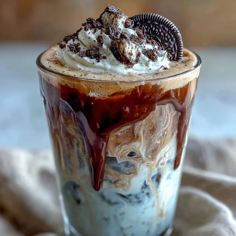 Indulgent cookies and cream cold brew coffee blending rich cold brew with vanilla and chocolate sandwich cookies for a refreshing treat.