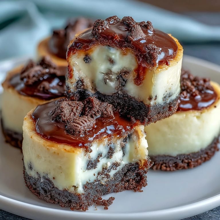Golden baked mini cheesecake bites with chocolatey Oreo crust are a delicious treat.