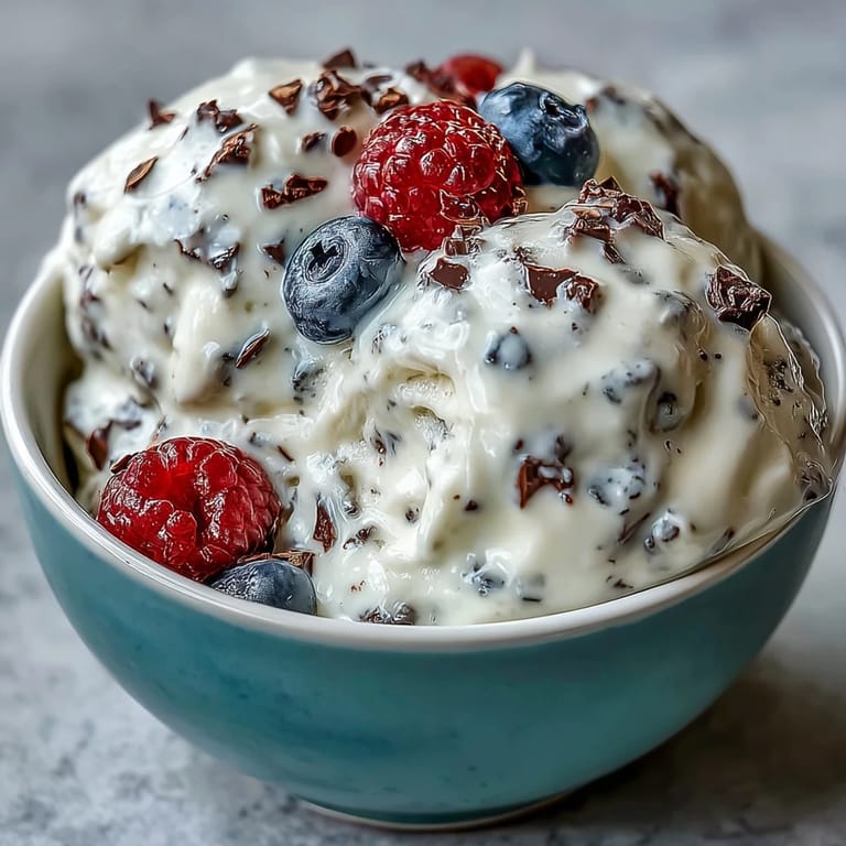 Frozen TikTok Cottage Cheese Ice Cream, a healthy, smooth, berry-swirled dessert.