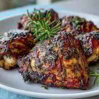 Golden roasted chicken with crispy skin, surrounded by tender baby potatoes and fragrant lemon herb aroma.