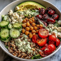 Vibrant Ancient Grains Bowl with Farro, Quinoa, and Chickpeas, ready to serve.
